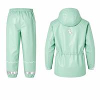Ensemble imperméable en nylon PU pour l'extérieur, veste anorak à capuche et pantalon color block avec bandes réfléchissantes pour enfants (équitation)