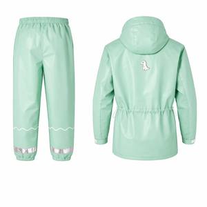 Ensemble imperméable en nylon PU pour l'extérieur, veste <span class=keywords><strong>anorak</strong></span> à capuche et pantalon color block avec bandes réfléchissantes pour enfants (équitation) - Product Image 6