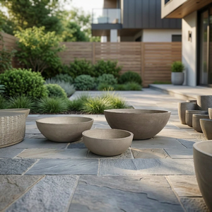Pots à fleurs en béton minimalistes pour l'extérieur, jardinières pour plantes vertes et fleurs, style design moderne, non revêtus - Product Image 1