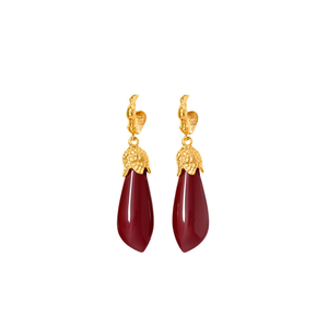 Fashion <b>Drop</b> <b>Earrings</b> 316L Stainless Steel PVD Gold Plating Sustainable Resistant <b>Red</b> Teardrop Design - Product Image 2