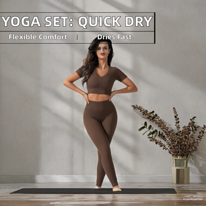 Ensemble de sport Pilates 2 pièces personnalisé de haute qualité, taille haute, extensible, séchage rapide, respirant, grandes tailles - Product Image 2