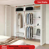 Armoire en métal, chambre ouverte, chambre locative, dressing simple, combinaison de structure en acier, armoire de rangement robuste et durable