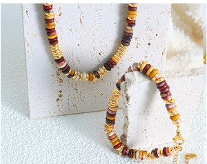 Conjunto de collar y pulsera de joyerí<span class=keywords><strong>a</strong></span> clásica de moda, cadena de piedra Natural de acero inoxidable de titanio para mujer, niñ<span class=keywords><strong>a</strong></span>, novia, P1461-E426 - Product Image 3