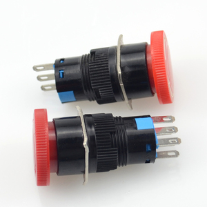 16mm Nấm Đỏ dừng khẩn cấp e-stop chuyển đổi 3-pin no + NC 6-pin 2NO + 2NC nhựa cấu trúc điện tử kết hợp 1no1nc - Product Image 2