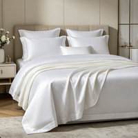 Ensemble de literie de luxe pour hôtel en coton égyptien 100% - Drap plat, housse de couette, taie d'oreiller - Draps blancs écologiques 400TC personnalisés