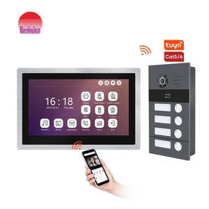 New Arrival TCP/IP Building <strong>Intercom</strong> System Color Monitor And Waterproof IP65 Camera Doorbell Kit For 4families Use - Product Image 1