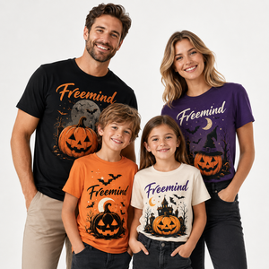 Camiseta unisex con estampado de calabaza y fantasma para Halloween, 100% algodón, cuello redondo, manga corta, para fiesta de Halloween, uso diario en otoño - Product Image 1