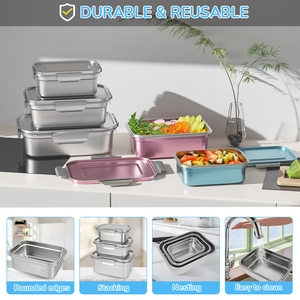 صندوق بينطو من الفولاذ المقاوم للصدأ مقاوم للتسرب مع مقسم قابل للإزالة حاوية طعام آمنة للميكروويف للسفر المكتبي للبالغين - Product Image 4