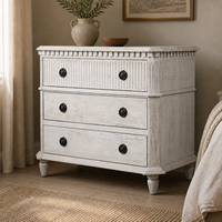 Commode à 4 tiroirs en bois sculpté, style rustique antique, pour chambre à coucher