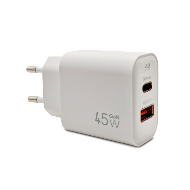 Hot Selling 45W GaN Fast Charger 2-Port Type C Power Adapter for iPhone 13 14 15 for AirPods /Laptops