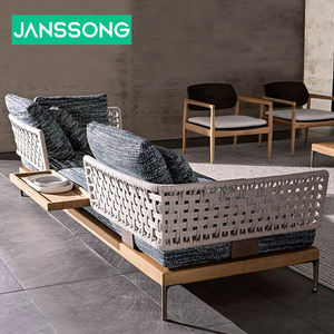 Ensemble <span class=keywords><strong>de</strong></span> canapé d'extérieur en corde tissée à la main pour hôtel Meubles d'extérieur en teck pour <span class=keywords><strong>jardin</strong></span>, terrasse, cour, coussin imperméable en bois massif - Product Image 5