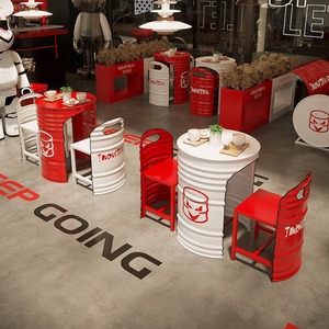 <span class=keywords><strong>Mesa</strong></span> y Sillas de Tambor de Hierro Forjado para Exteriores, Estilo Industrial, para Cafeterías y Patios - Product Image 3