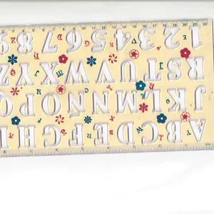 Regla de plantilla de dibujo de letras de plástico para niños, plantilla de arte del alfabeto PP