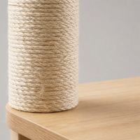 Table d'appoint pour chat G12 à 2 niveaux avec maisonnette pour chat en MDF et corde de sisal, 4 roulettes, bois naturel, 59 cm, 9 kg, YAOYUE