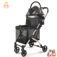 Poussette pour animaux de compagnie en aluminium léger et pliable et en matériau Oxford à deux étages Poussette pour chiens et chats en PET en vente à chaud en EUR