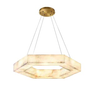 Lustre carré en marbre minimaliste nordique, lumière LED réglable en hauteur, pour salon, chambre, bureau - Product Image 5