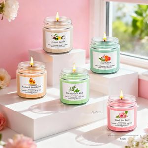 Ensemble cadeau <span class=keywords><strong>de</strong></span> bougies parfumées classiques à la cire <span class=keywords><strong>de</strong></span> soja naturelle, parfum <span class=keywords><strong>de</strong></span> fleurs, colorées, sans fumée, parfumées, aromathérapie - Product Image 5