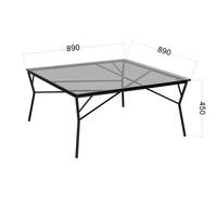Table basse carrée en verre noir moderne au design italien pour l'appartement, le café, l'extérieur et le jardin.