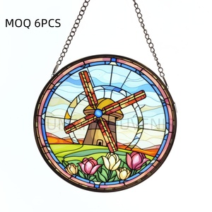 Design créatif Décoration d'intérieur 30CM <span class=keywords><strong>Tulipe</strong></span> Windmill Netherlands Series Vitrail Décoration Vitrail - Product Image 1