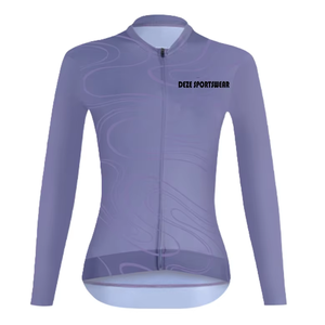Jersey de Ciclismo de Manga Larga, Unisex, con Protección UV, Ligero, de Secado Rápido, Transpirable, que Absorbe la Humedad, Corte Ajustado, Estampado de Ondas, Elástico - Product Image 3