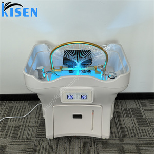 Kisen bon emballage shampooing Bac tête <span class=keywords><strong>Spa</strong></span> bassin cheveux Machine de lavage nouvelle mise à niveau avec des réservoirs légers chauffage Tie Pod poignée roues - Product Image 5