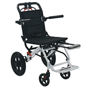 Fauteuil roulant pliable de voyage en acier carbone ultraléger |   Fauteuil roulant portable pour avion <span class=keywords><strong>avec</strong></span> accoudoirs rabattables et roues en PVC de 12 pouces - Product Image 1