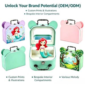 Caja Musical Giratoria de Papel YIYU <span class=keywords><strong>para</strong></span> Niñas, Linda Caja de Almacenamiento de Joyas Ecológica con Espejo y Asa, Regalo de Cumpleaños - Product Image 4