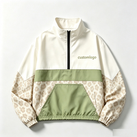 Veste Courte Décontractée Femme Coupe-Vent Légère à Col Montant et Demi-Zip, Style Rétro Esthétique Floral, Idéale pour le Streetwear – Vente en Gros