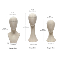 Tête de mannequin en mousse de haute qualité, en tissu de lin de bambou naturel, pour l'affichage de perruques, de chapeaux et de vêtements en magasin, en position debout