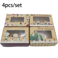Boîte en kraft de Noël personnalisée à prix avantageux, tiroir, boîtes transparentes, boîte en kraft pour biscuits, emballage avec fenêtre en PVC