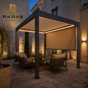 หลังคาเพอร์โกลาอัจฉริยะ RKOVE RK-S1 ทำจากอะลูมิเนียม พร้อมม่านบังแดดแบบซิปและหลังคาบานเกล็ดปรับอากาศได้ สำหรับสวนกลางแจ้งและลานบ้าน - Product Image 1