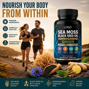 Capsules en gros sous marque privée d'Ashwagandha, Gingembre, Shilajit, Mousse de mer biologique, Huile de Nigelle, Sureau 7000mg pour le soutien immunitaire - Product Image 3