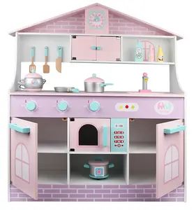 Children's Japanese Style Simulation Kitchen Children's House Gas Stove Pretend Play Wooden Toys Kitchen Set For Kids