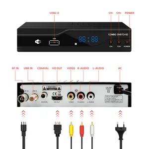电视解码器DVB T2 + DVB S2组合高清电视接收器1080p地面和卫星频道DVB T2 + S2机顶盒