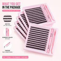 Kit DIY de Cils en Grappes Effet Œil de Chat Réutilisables Synthétiques 3D 5D Volume Moelleux Extensions de Cils à Domicile Cils Individuels Segmentés pour Salon