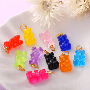 Colgante de oso de resina de colores mixtos para hacer collares, accesorios de joyería DIY - Product Image 2