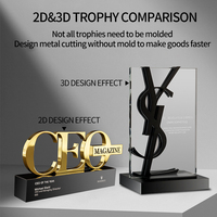 Trophée Professionnel en Alliage de Zinc et d'Aluminium, Moulage 3D sur Mesure, Design Original, Cristal, Grande Coupe d'Or, Logo Thème, Médaille et Plaque