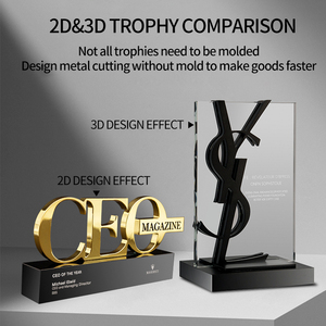 Cúp pha lê mạ vàng lớn, thiết kế logo theo chủ đề, huy chương, <span class=keywords><strong>b</strong></span>ảng hiệu, khuôn mẫu 3D chuyên nghiệp, thiết kế độc quyền, hợp kim kẽm, hợp kim nhôm - Product Image 3