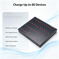 Station de charge de bureau USB 800W 40C+40A pour plusieurs appareils, 80 ports USB C PD QC3.0, chargeur rapide avec interrupteur d'alimentation