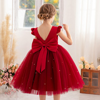 Robe de princesse pour filles, robe d'été sans manches pour enfants, robe de soirée avec un grand nœud pour les filles