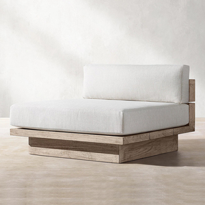 Set Divano Letto Lounge di Lusso dal Design Nordico Confortevole <span class=keywords><strong>in</strong></span> <span class=keywords><strong>Legno</strong></span> <span class=keywords><strong>Massello</strong></span> di Teak, Poltrona da Giardino per Esterni, Villa e Hotel - Product Image 4