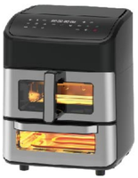 Four à friteuse à air numérique 2 en 1 avec fonction SYNC, sans huile, fenêtre en verre transparent, friteuse à air 6L + four à pizza 5,6L
