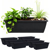 Pot de fleurs blanc tendance avec plateau, grand bac à plantes rectangulaire, pot de fleurs en plastique pour la maison et le jardin, long, pour l'intérieur