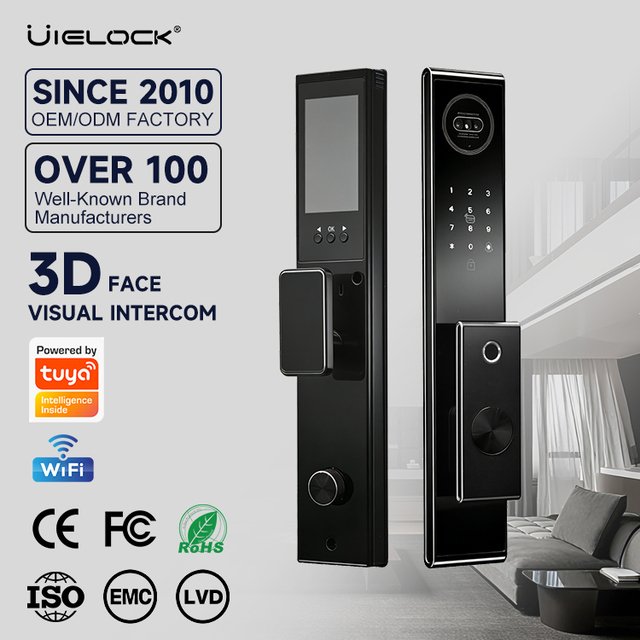UIELOCK C05 Smart Door Lock 3D Face Recognition RFID APP Remote Control WiFi Camera Cloud Aluminum Compatible 4.5" Screen