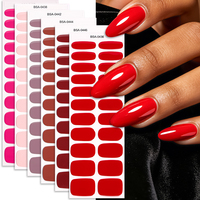 Nouveaux autocollants pour ongles en gel sans cuisson, 22 bandes de couleur unie, plusieurs nuances (rouge, rose, noir, blanc), sans HEMA, sans UV, enveloppements d'ongles à couverture complète