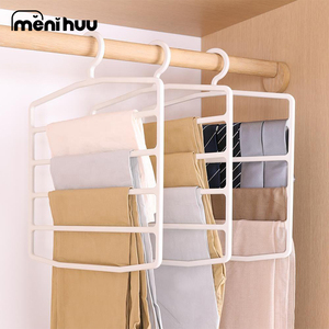 Cintres <span class=keywords><strong>pour</strong></span> pantalons Gain de place Cintres en plastique à 5 niveaux Organisateurs de placard antidérapants et rangement <span class=keywords><strong>pour</strong></span> jupe de pantalon - Product Image 4