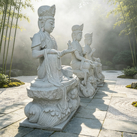 Ensemble de 3 statues de Guanyin Bodhisattva, trente-trois manifestations d'Avalokiteshvara, sculpture en pierre Kuan Yin à vendre