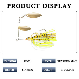 Ensemble de leurres Vib Spinner Bait 123456 pour la pêche au bar, leurres artificiels durs avec lame en feuille de saule et moustaches - Product Image 5
