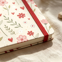 Carnet de notes A5 personnalisé à couverture rigide avec impression florale en forme de cœur, journal, papeterie, cadeau