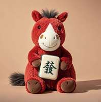 Jouet en peluche personnalisé OEM, mignon cheval brun debout avec une longue queue